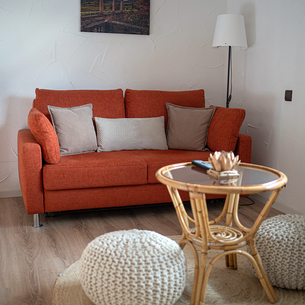 Ferienwohnung 35qm Wohnbereich mit Couch